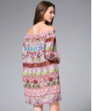 Printed off-the-shoulder silk crepe mini dress